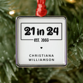 Anpassningsbar 21:a födelsedagen 21:e födelsedagen julgransprydnad metall