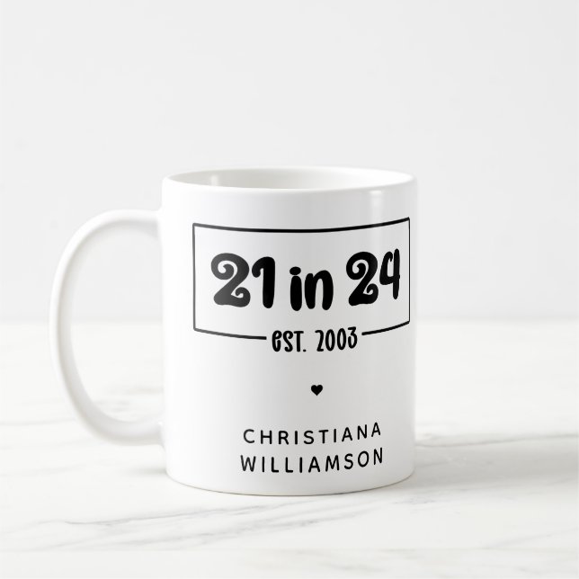 Anpassningsbar 21:a födelsedagen 21:e födelsedagen kaffemugg (Vänster)