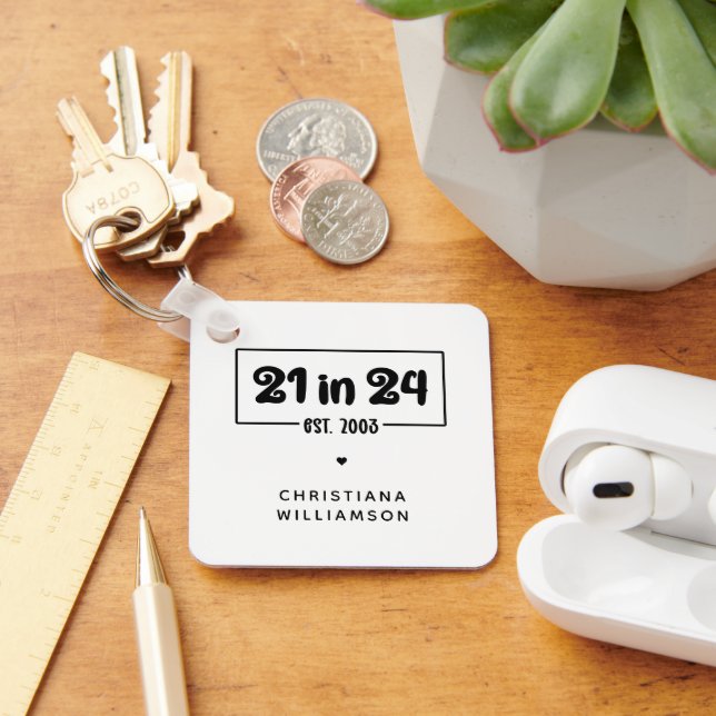 Anpassningsbar 21:a födelsedagen 21:e födelsedagen nyckelring (Skrivbord)