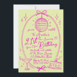 Anpassningsbar 21:a födelsedagsinbjudan till Disco Inbjudningar<br><div class="desc">Fira i stil med vårt anpassade 21:a födelsedag med ett dynamiskt rosa neon disco-tema. Perfekt för en roligt-fylld party innehåller den här inbjudan all din händelseinformation i en snyggt. Anpassa den med ditt namn, datum och party-information för att skapa en unik och minnesvärd inbjudan. Perfekt för alla som tittar att...</div>