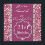 Anpassningsbar 21ST ROSA BLING Birthday Inbjudan<br><div class="desc">Trendig med gnistra kristaller...  Njut av den här inbjudan till proppproppar...  För alla milstolpar födelsedag eller nyliberaler</div>