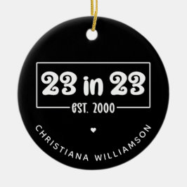 Anpassningsbar 23:e födelsedagspresent 23:e födels julgransprydnad keramik