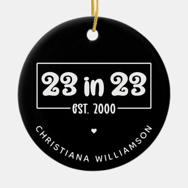 Anpassningsbar 23:e födelsedagspresent 23:e födels julgransprydnad keramik (Framsidan)