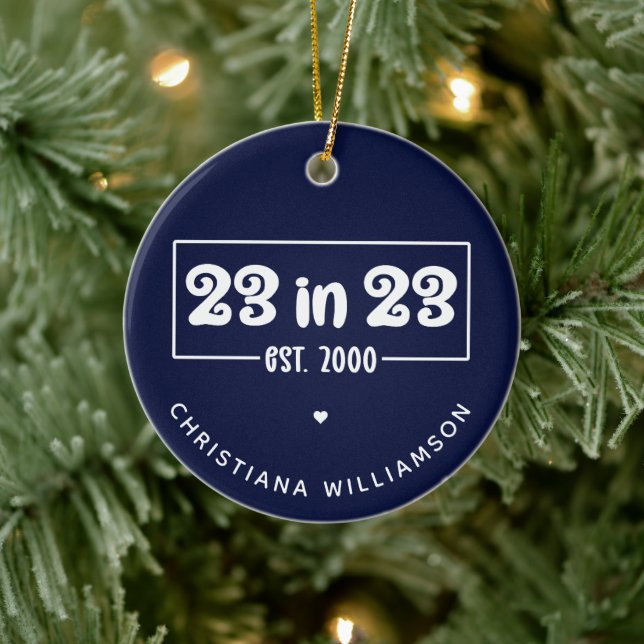 Anpassningsbar 23:e födelsedagspresent 23:e födels julgransprydnad keramik (Träd)