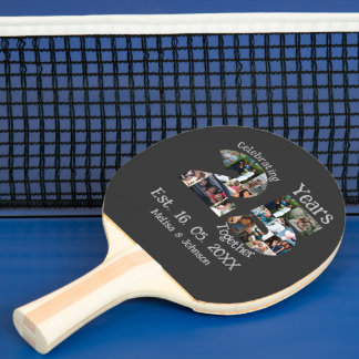 Anpassningsbar 25:e bröllop-årsdagen fotokollage pingisracket