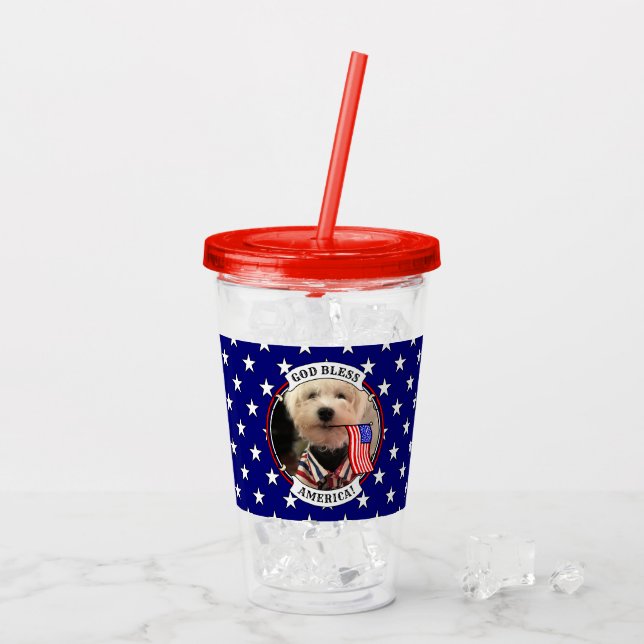 Anpassningsbar 2 Bilder USA Amerikanska Flagga Pat Take Away Mugg (Baksida Ice)