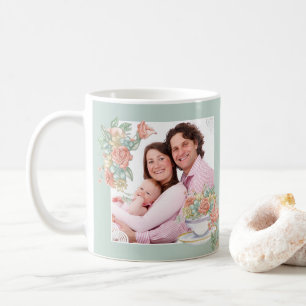 Anpassningsbar 2: Blommigt för foto-vattenfärg och Kaffemugg