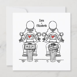 Anpassningsbar 2 Brides Biker Motorcycle Lesbisk B Inbjudningar
