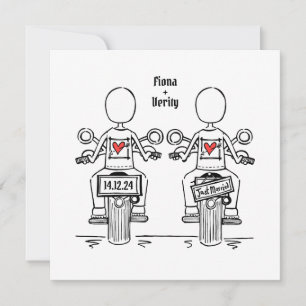 Anpassningsbar 2 Brides Biker Motorcycle Lesbisk B Inbjudningar