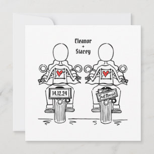 Anpassningsbar 2 Brides Biker Motorcycle Lesbisk B Inbjudningar