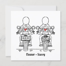 Anpassningsbar 2 Brides Biker Motorcycle Lesbisk B Inbjudningar