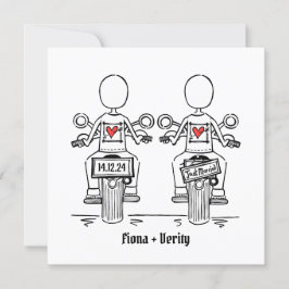 Anpassningsbar 2 Brides Biker Motorcycle Lesbisk B Inbjudningar