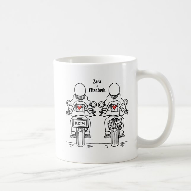 Anpassningsbar 2 Brides Biker Motorcykel Bröllop Kaffemugg (Höger)