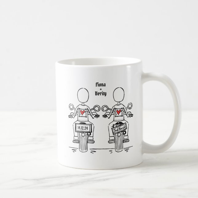Anpassningsbar 2 Brides Biker Motorcykel Bröllop Kaffemugg (Höger)