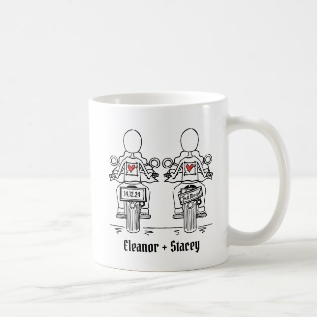 Anpassningsbar 2 Brides Biker Motorcykel Bröllop Kaffemugg (Höger)