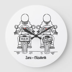 Anpassningsbar 2 Brides Biker Motorcykel Bröllop Stor Klocka