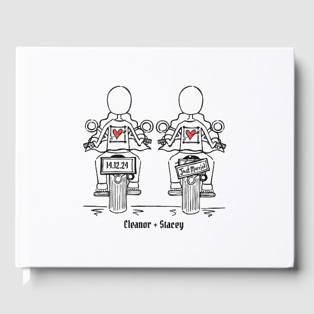 Anpassningsbar 2 Brides Biker Motorcykel Evening B Gästböcker (Framsida)