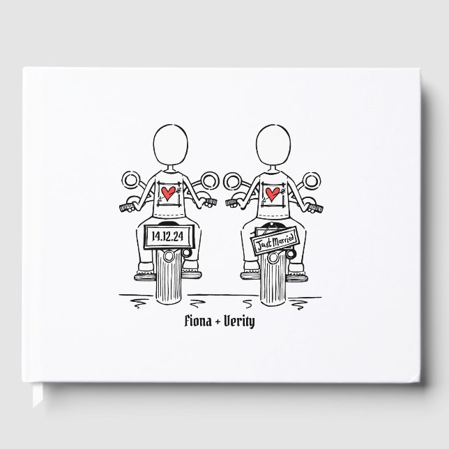 Anpassningsbar 2 Brides Biker Motorcykel Evening B Gästböcker (Framsida)