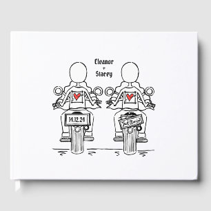 Anpassningsbar 2 Brides Biker Motorcykel Evening B Gästböcker