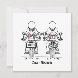 Anpassningsbar 2 Brides Biker Motorcykel Evening B Inbjudningar