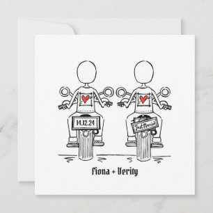 Anpassningsbar 2 Brides Biker Motorcykel Evening B Inbjudningar