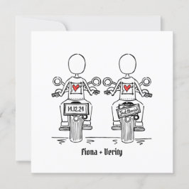 Anpassningsbar 2 Brides Biker Motorcykel Evening B Inbjudningar