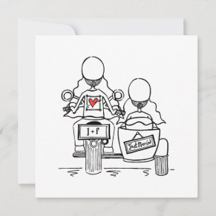 Anpassningsbar 2 Brides Motorcycle och Sidecar Brö Inbjudningar