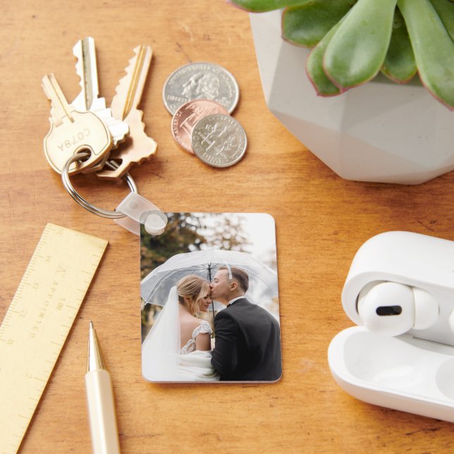 Anpassningsbar 2 - Dubbla för foto, sid Aluminiumn Nyckelring (Skrivbord)