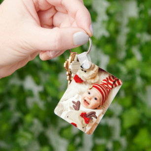 Anpassningsbar 2 - Dubbla för foto, sid Aluminiumn Nyckelring