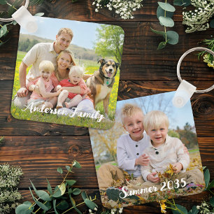 Anpassningsbar 2 Dubbla i fotofamiljen, sida vid P Nyckelring