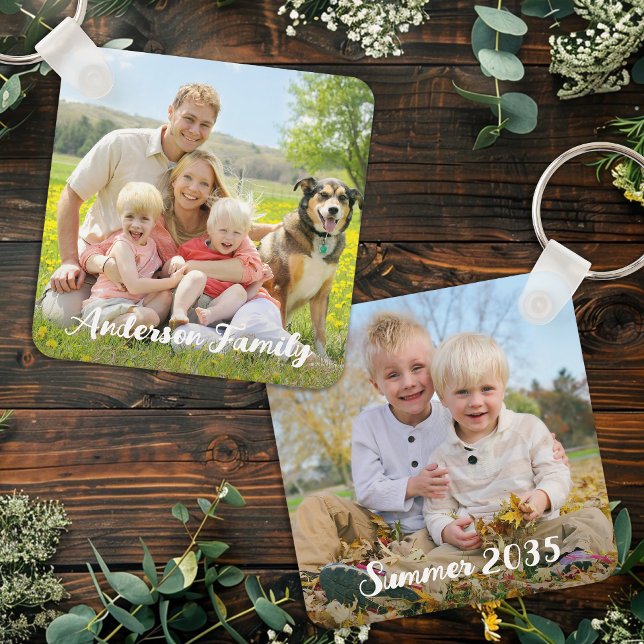 Anpassningsbar 2 Dubbla i fotofamiljen, sida vid P Nyckelring (Skapare uppladdad)