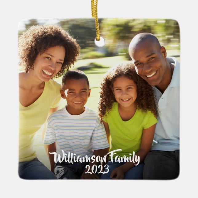 Anpassningsbar 2 Foto 2 Sidofoto Modern Julgransprydnad Keramik (Framsida)