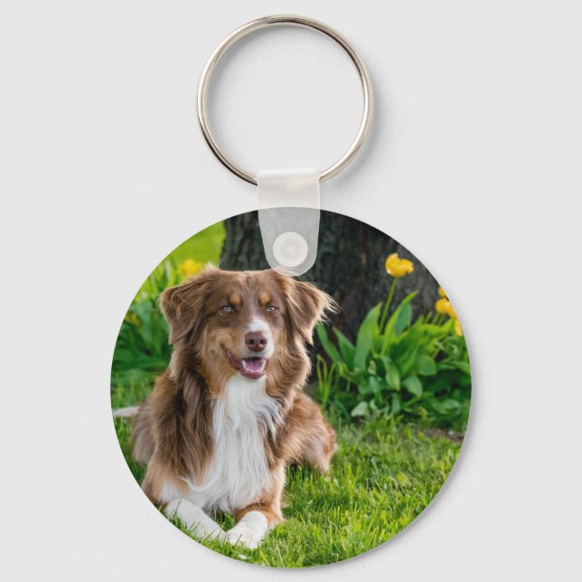 Anpassningsbar 2 Foto Dubbla Sided Pet Photo Nyckelring (Framsida)