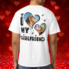 Anpassningsbar 2 Foto I Kärlek Min flickvän Bakåt T Shirt