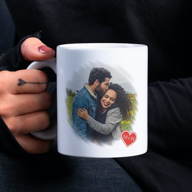 Anpassningsbar 2-foto och röda Kärlek-hjärter Kaffemugg (Skapare uppladdad)