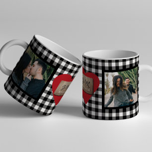 Anpassningsbar 2 foto par initialer Valentines i h Kaffemugg