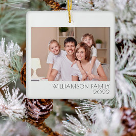 Anpassningsbar 2-foto, tvåsidigt familjefoto enkel julgransprydnad keramik