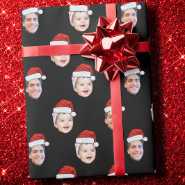 Anpassningsbar 2-fotofamiljen Santa Hat Ansikte Presentpapper