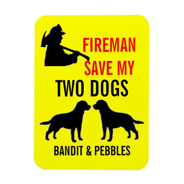 Anpassningsbar 2 Hund Brandsäkerhet Magnet (Vertikal)
