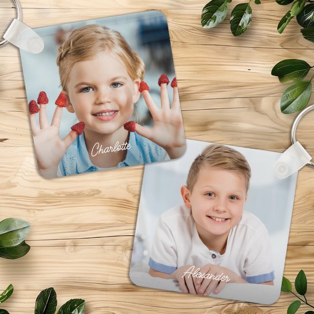 Anpassningsbar 2 Personlig för foto-barn i familje Nyckelring (Skapare uppladdad)