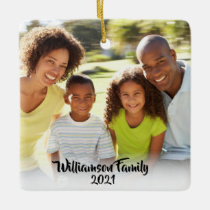 Anpassningsbar 2 Photo 2 Sided Family Photo Black  Julgransprydnad Keramik