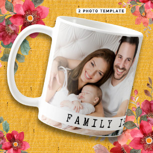 Anpassningsbar 2 Photo Collage Family Bild Quote W Kaffemugg