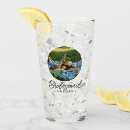 Anpassningsbar 2 Photo Snyggt Script Bridesmaid Gi Glaskopp