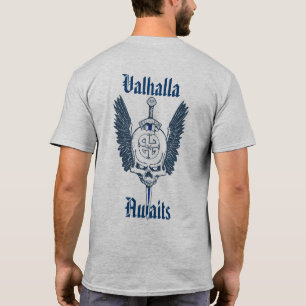 Anpassningsbar 2 sid den Valhalla skalleT-tröja T Shirt