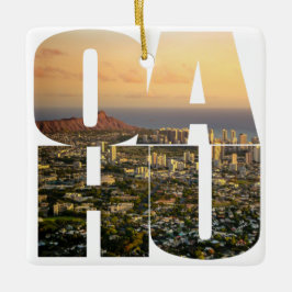 Anpassningsbar 2 sid fotoOahu Hawaii jul Julgransprydnad Keramik
