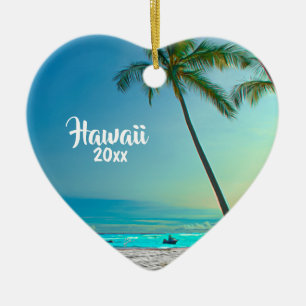 Anpassningsbar 2 Sida Foto Hawaii Travel Handflata Julgransprydnad Keramik