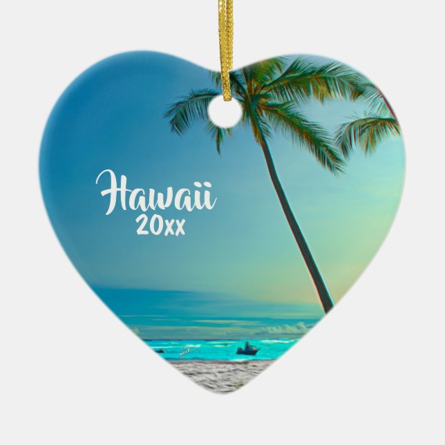 Anpassningsbar 2 Sided Photo Hawaii Travel Handfla Julgransprydnad Keramik (Framsidan)