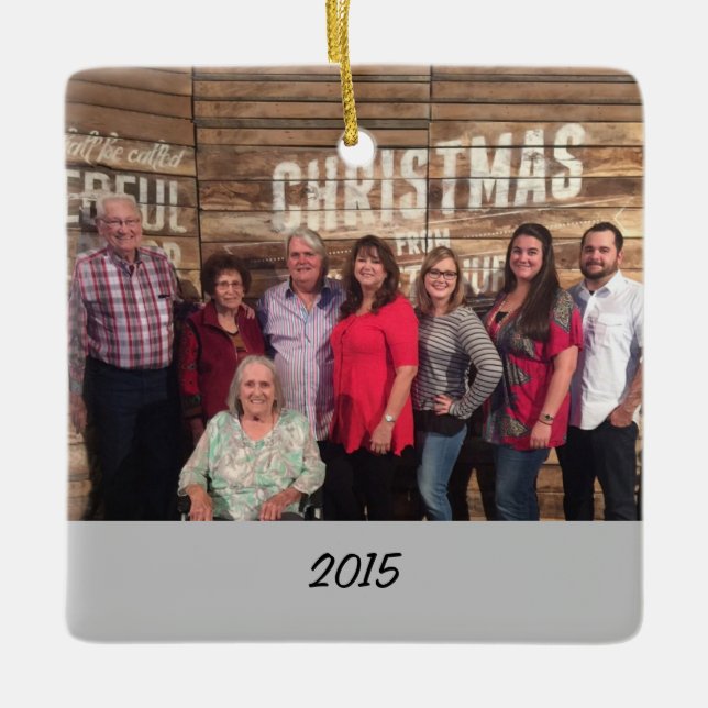 Anpassningsbar 2-sidig, enkel familjefolljul julgransprydnad keramik (Framsida)