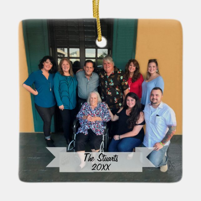 Anpassningsbar 2-sidig, enkel familjefolljul julgransprydnad keramik (Framsida)