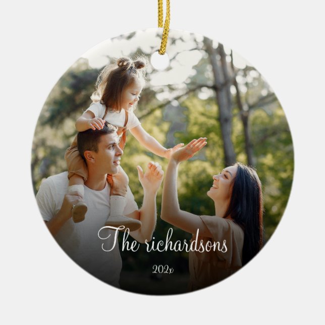 Anpassningsbar 2-sidig, enkel fotopiljulkeram i fa julgransprydnad keramik (Framsidan)